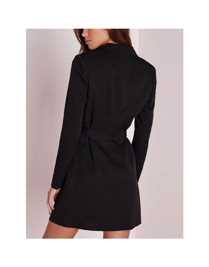 Bandage V-neck Bow Long Sleeves Blazer White Black Work Dress