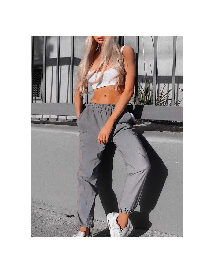 Casual Reflective Fashion Spring Trousers Pants With Pockets